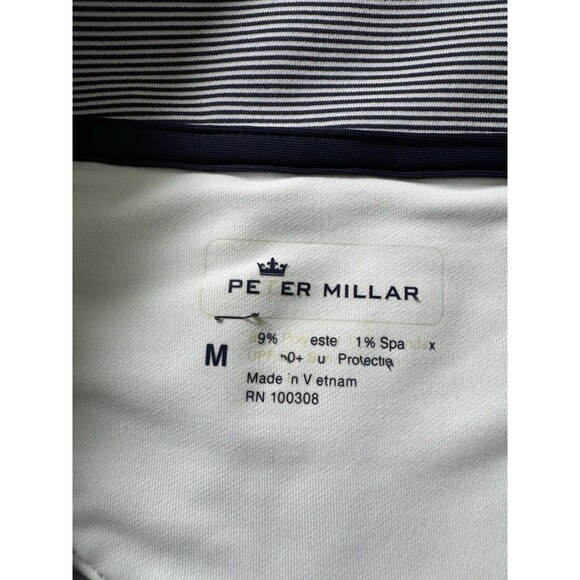 Peter Millar UPF 50 Striped Quarter zip blue Popover base layer Size M Preppy - Picture 5 of 6